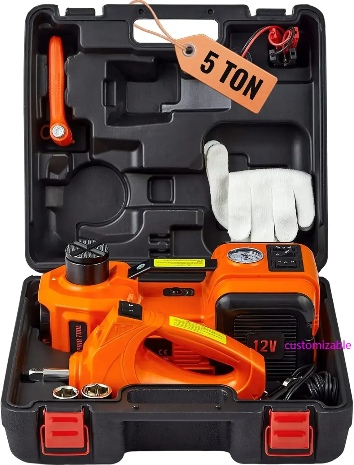 Electric Car Jack, 5 Ton/11023 LBS Hydraulic Jack Lift , and LED Light for SUV MPV Sedan Truck Change Tires Garage Repair