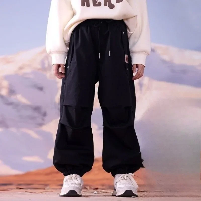 Girls' Thermal Fleece-Lined Winter Cargo Pants - Waterproof Windbreaker Sport Pants for Kids 8-14 Athletic Pants with Pockets