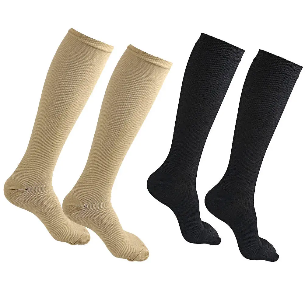 

2Pairs Sports Compression Socks Long Stockings Unisex Breathable Elastic Knee High Tube Socks for Walking Running Travel
