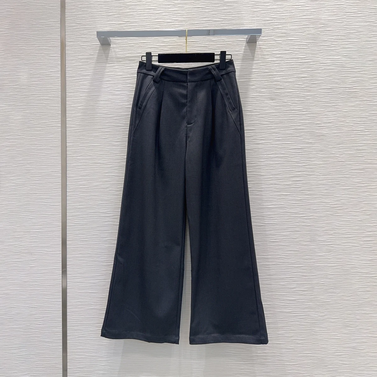 2026 high-quality women's dark gray high waist wide leg suit pants for women--hb806