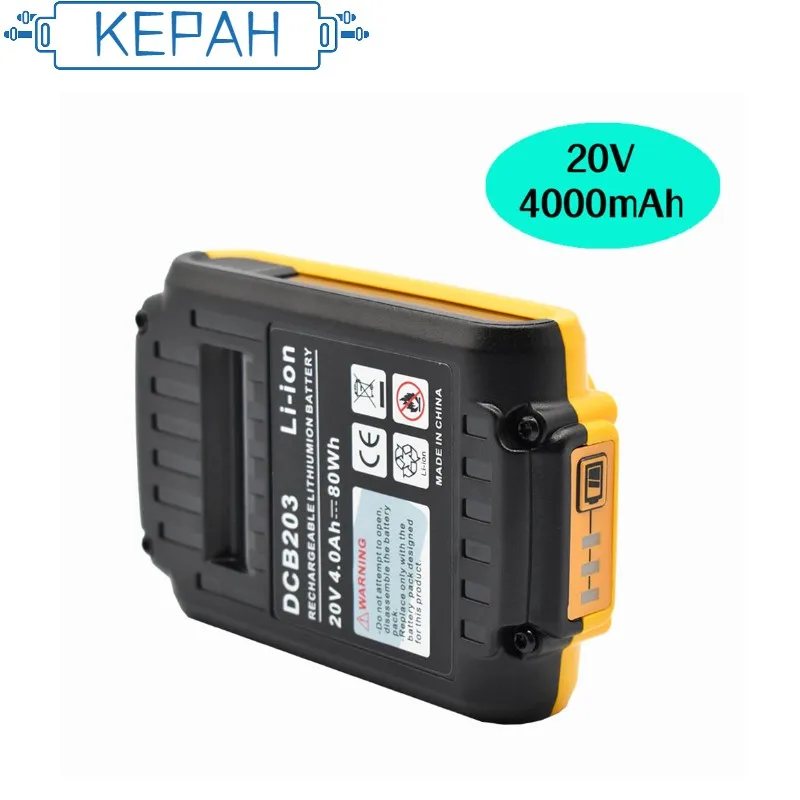 20V 2000/4000mAh DCB200 Li-ion Rechargeable Power Tool Battery for Dewalt DCB203 DCB181 DCB180 DCB200 DCB201 DCB201-2 L50