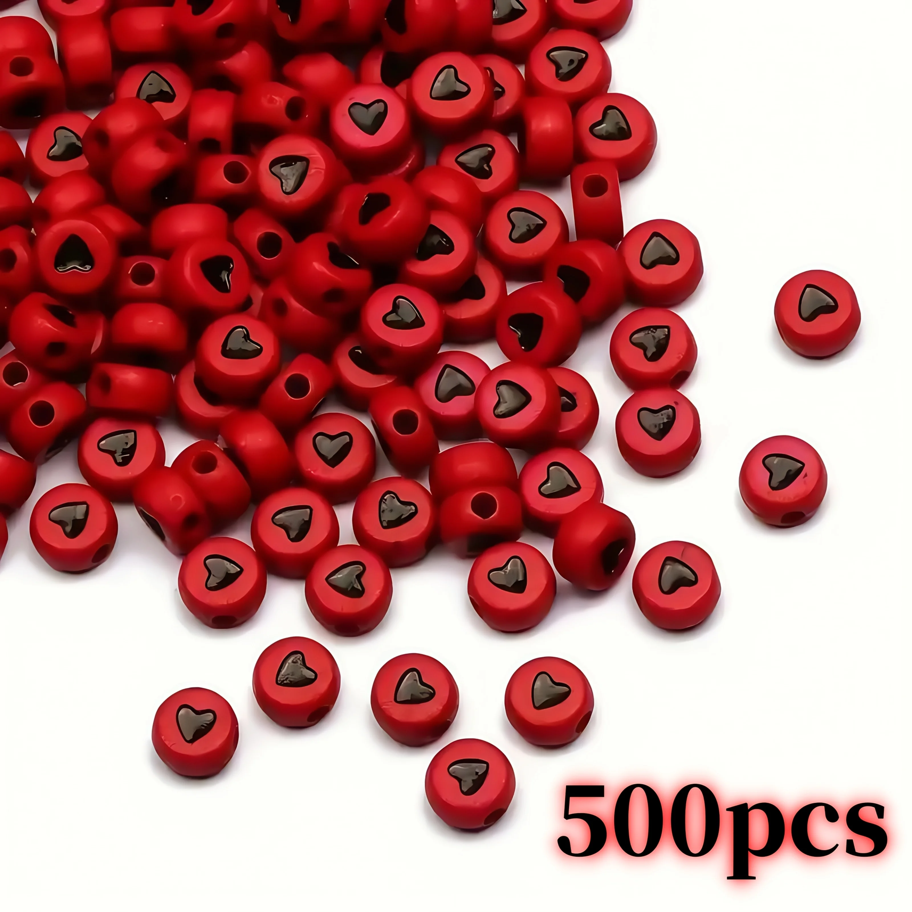 

7*4мм 500шт Красные бусины в форме черного сердца, акриловые бусины, круглые бусины. Расстоящие бусины, бусины с буквами. Ювелирные изделия своими руками свободные бусины