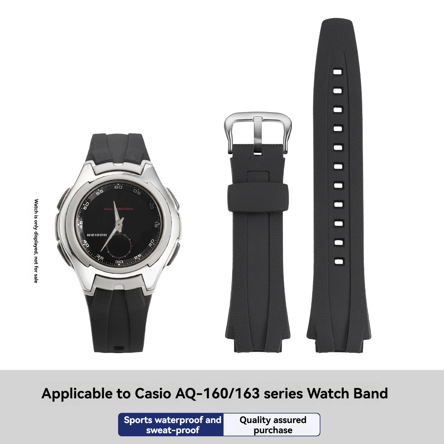 Durable & Comfortable Resin Strap for Casio AQ-160W & AQ-163W Sports Watch,Waterproof Replacement Band