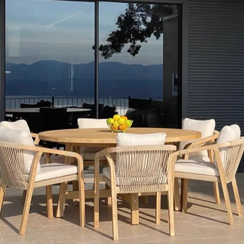 Outdoor-Sofa aus massivem Holz, Innenhof, Garten, Hotel, Villa, Freizeit, Rattan