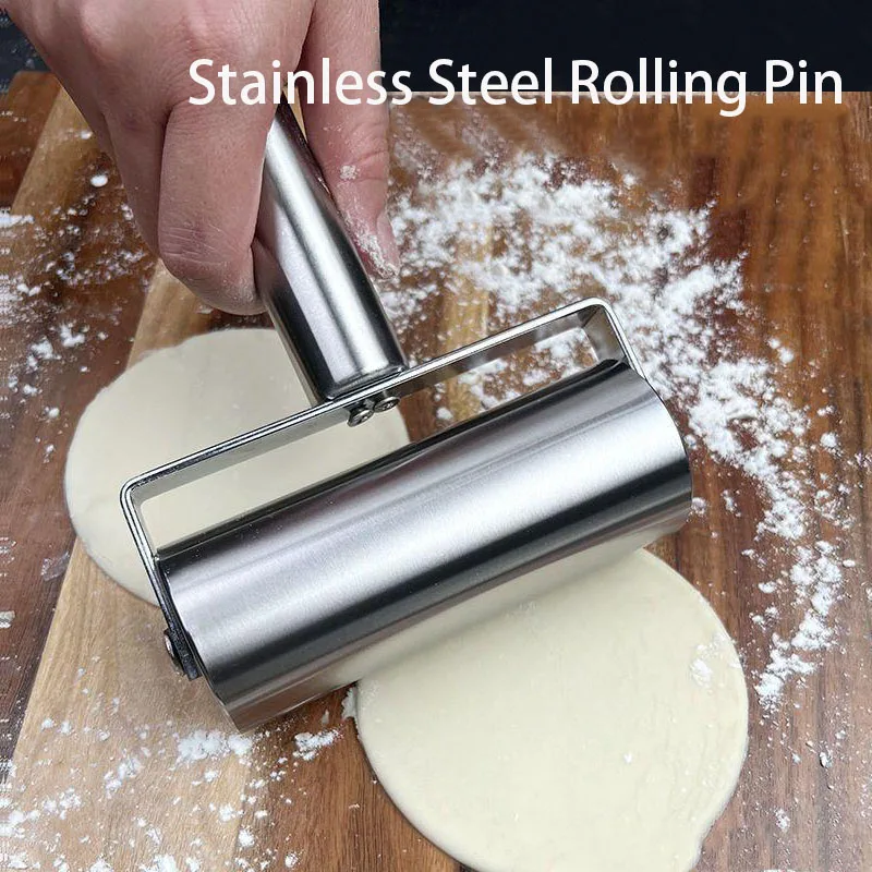 Stainless Steel Double Head Rolling Pin Non-stick Dough Pastry Roller Kitchen Dumplings Machine Noodles Pizza Pies Baking Tools