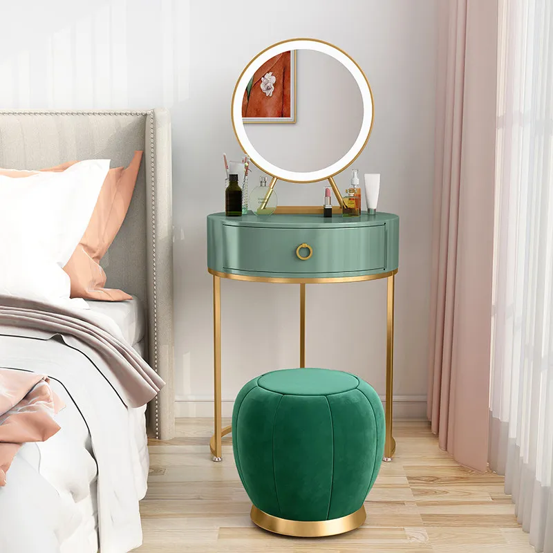 Small Makeup Vanity Table Bedroom Mirror Stool Modern Coffee Storage Dressing Table Comfortable Girl Penteadeira Home Furniture