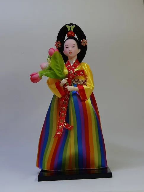 Korean Style Dolls Resin Crafts Souvenir Home Decoration Oriental Traditional Hanbok Decor Art Gift