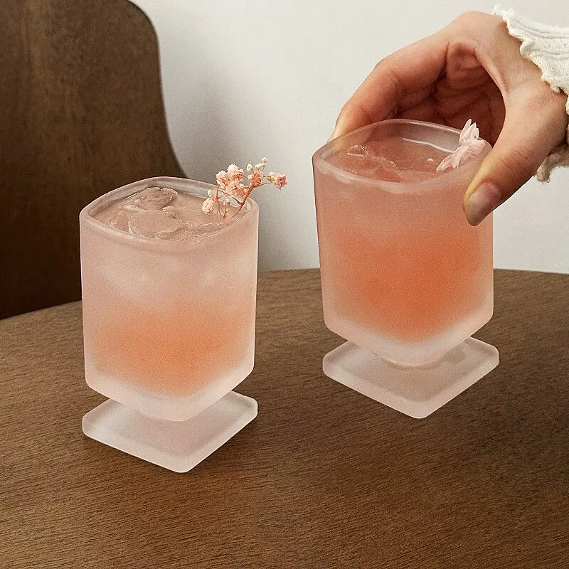 

LTT frosted square cup small capacity tall glass household coffee cup