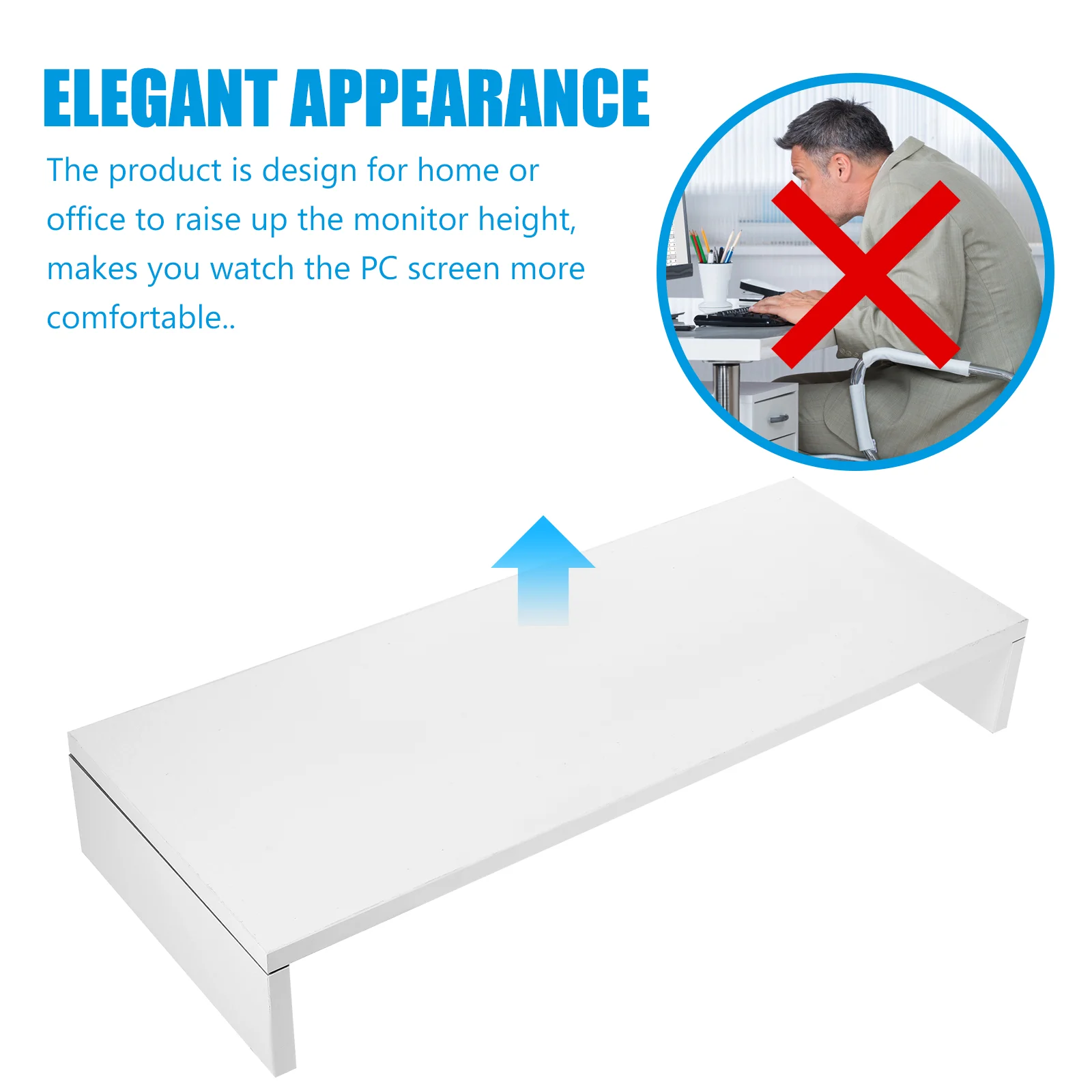 Desktop Stand Height Extension Rack Laptop Monitor Screen Computer Riser Shelf White