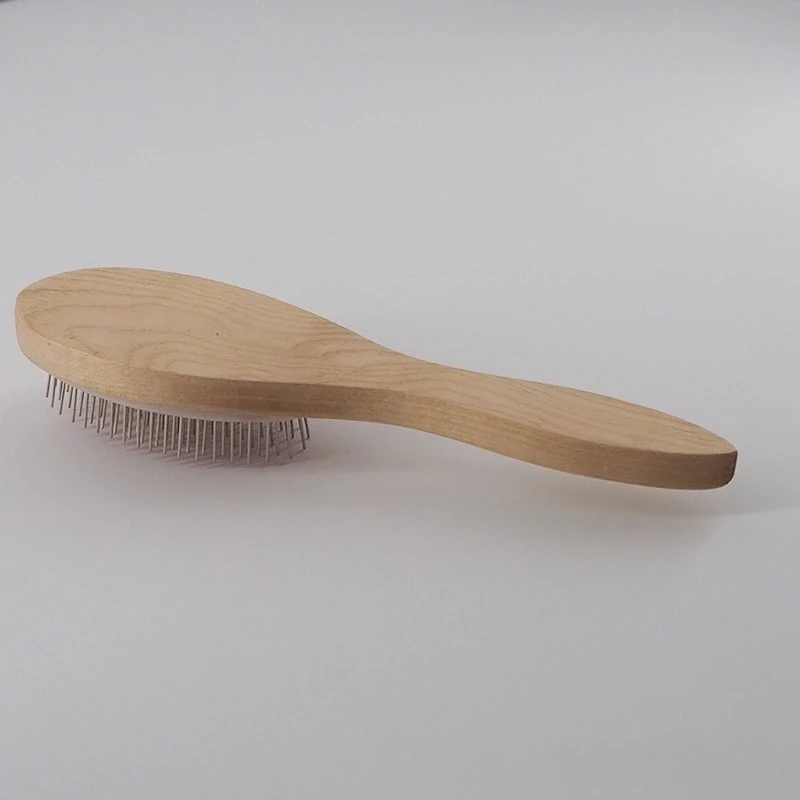 Simple Wooden Handle Wide Steel Tooth Comb Practical Wig Grooming Tool Hairdressing Supplies