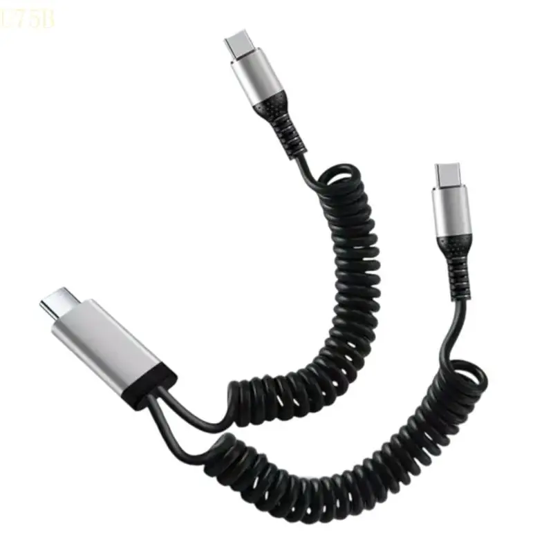 

U75B High Efficiency Spring Charging Cable, Double Connectors for USB A and Type C, Supports 66W Quick Charging