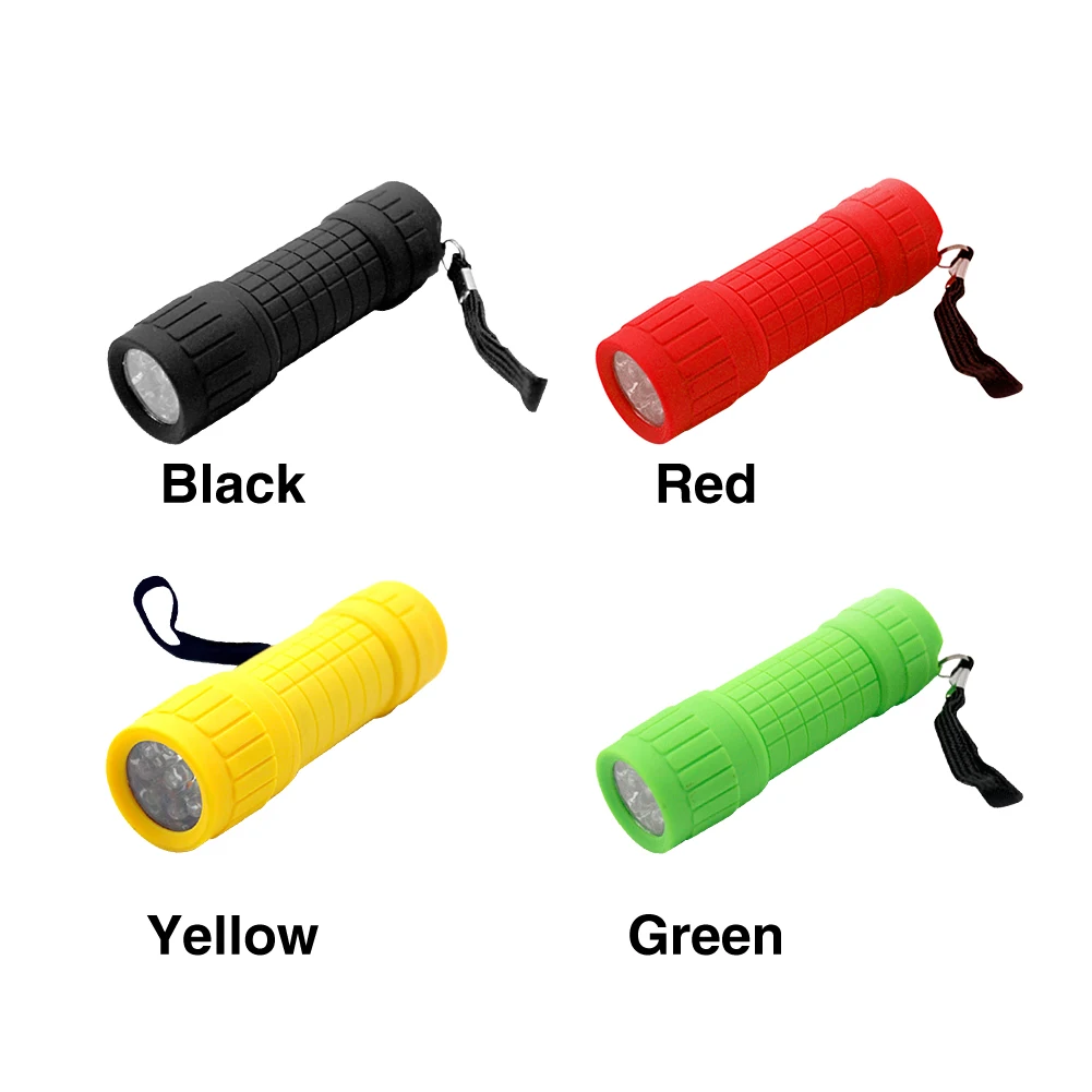 Mini linterna portátil para senderismo, antorcha superbrillante para exteriores, batería alimentada, emergencia, 9 LED, pesca, conducción, 3 modos