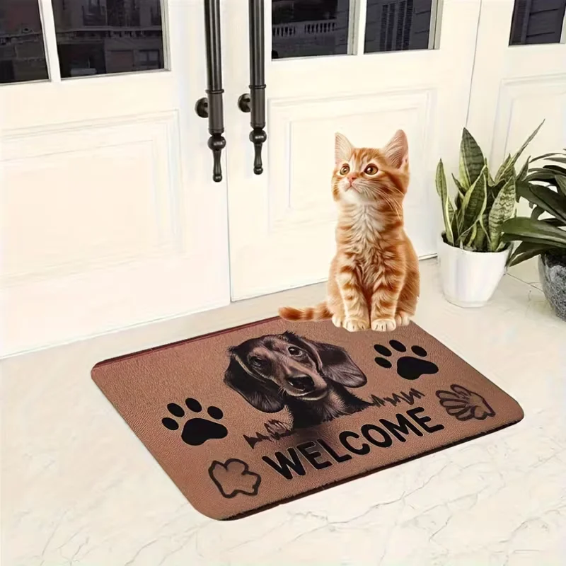 Dachshund Printed "Welcome" Text Floor Mat Door Mat Suitable