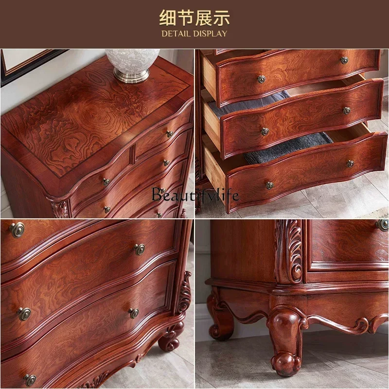 2American solid wood chest living room wall multi-functional storage cabinet