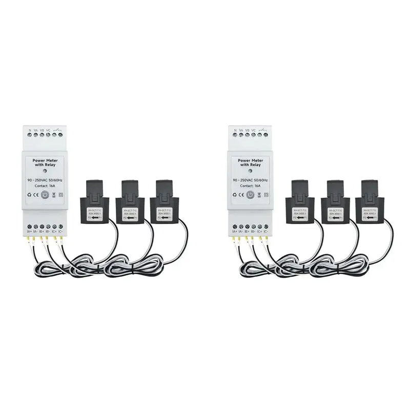 AYHF 2X Tuya Smart Life Wifi Energy Meter Bidirectional 3 Phase With Dry Contact Switch App Monitor 80A AC110V/240V