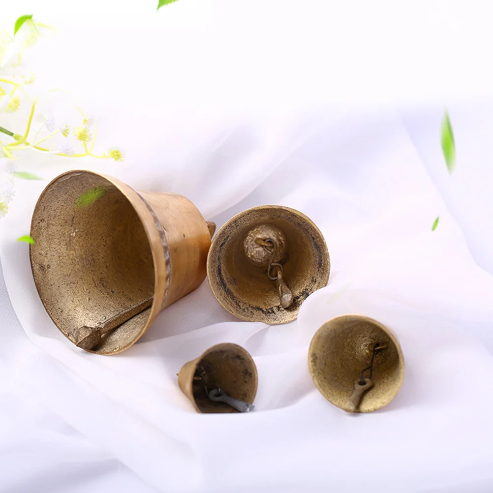 

Golden Vintage Copper Bell Retro Pendants DIY Hanging Decorations Wind Chime Accessories Metal Bell Crafts Crisp Sweet Resonance