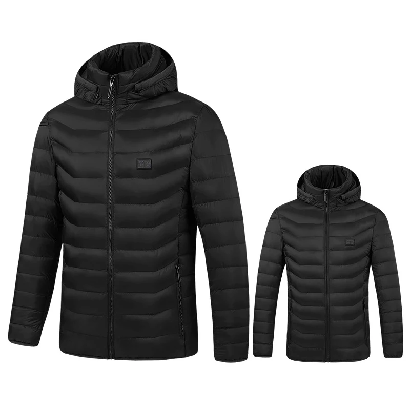 Vrouwen Mannen Intelligente Winter Warm Usb Verwarming Jassen Thermostaat Pure Kleur Hooded Verwarmde Kleding Waterdichte Warme Jassen