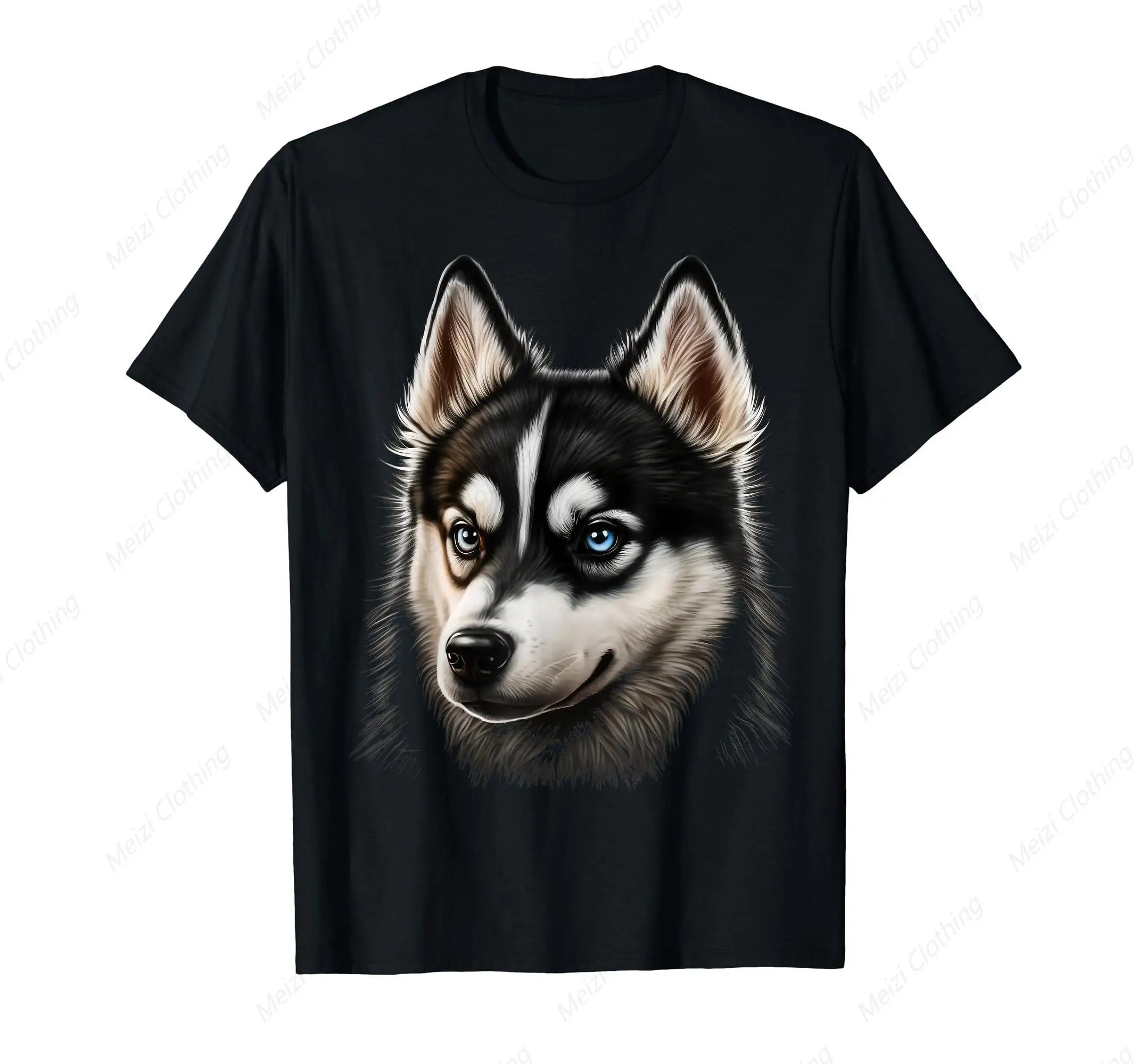 Cute Siberian Husky Dog Printed Shirt Cool Wear Siberian Husky Lover T-shirt Pure Cotton Breathable Clothes