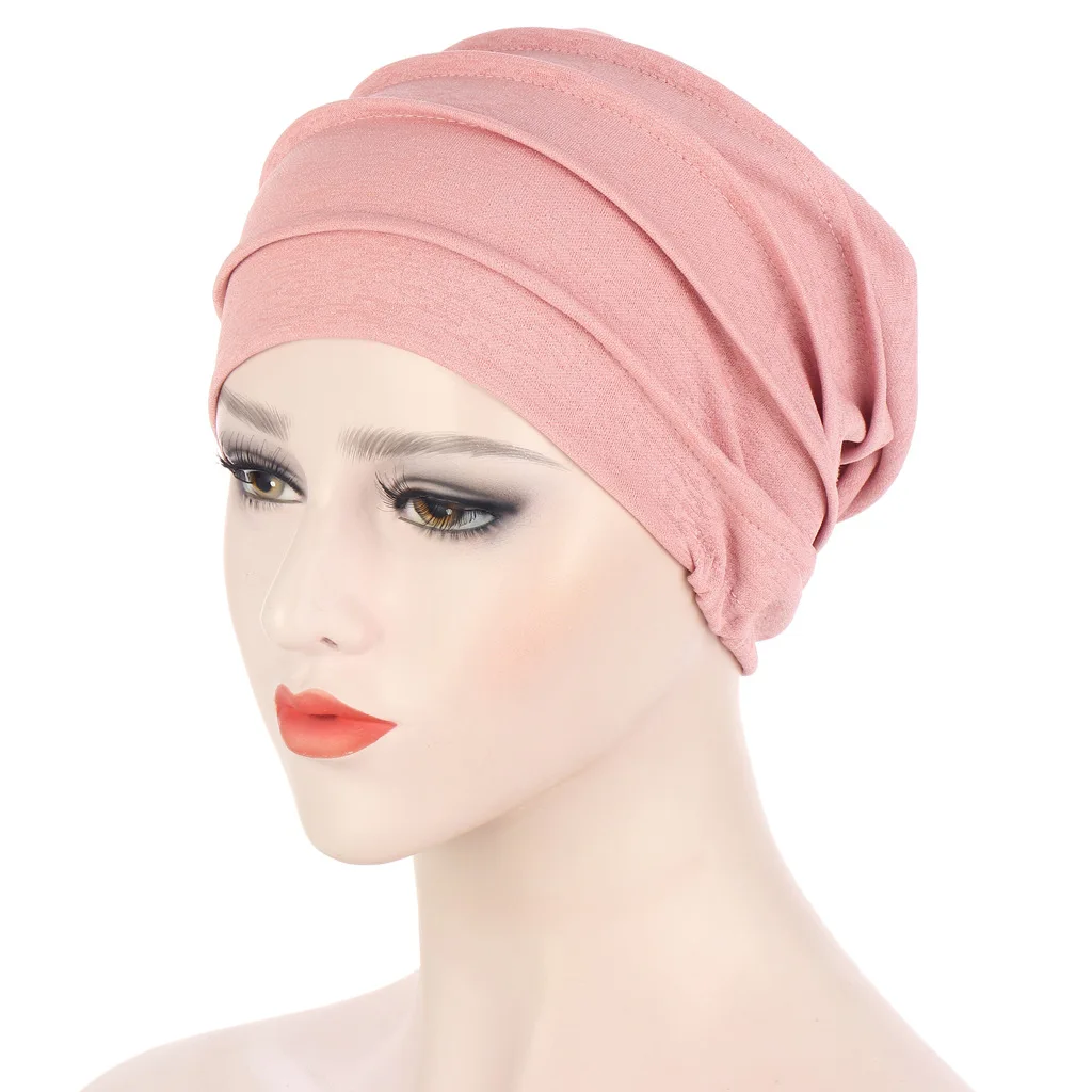 Women Cotton Breathe Hat New Women's Hijabs Turban Elastic Cloth Head Cap Hat Ladies Hair Accessories Muslim Scarf Cap Wholesale