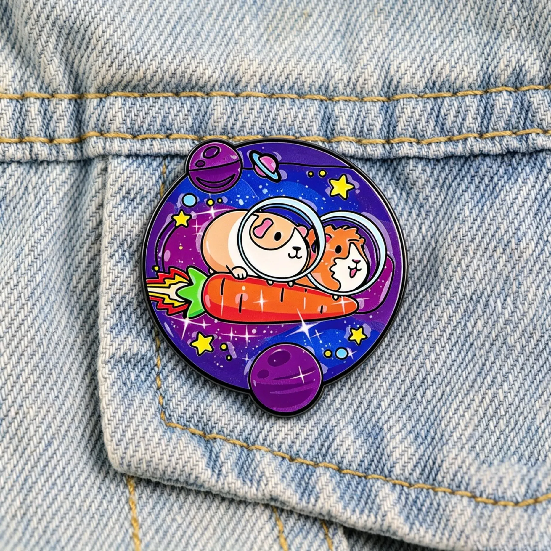 Cartoon Space Guinea Pig Enamel Pin Cute Hamster Astronaut Brooch for Animal Lovers Backpack Decoration Bags Lapel Pin Gift