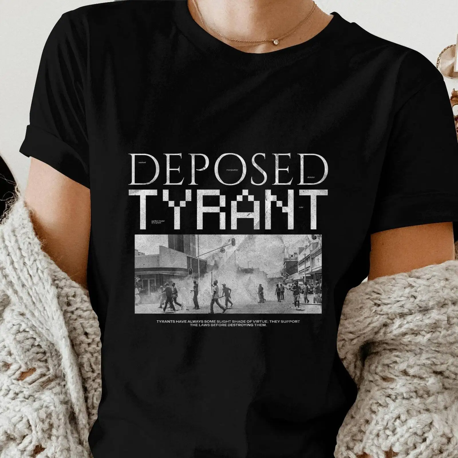 Deposed Tyrant T Shirt Retro Political Art 90S Aesthetic Ov