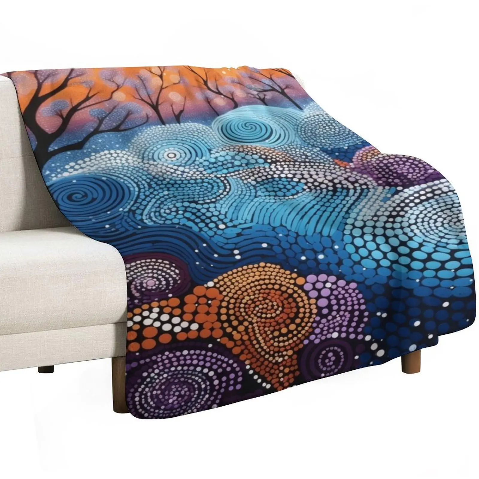 Aboriginal Authentic Art - With Trees in Park Throw Blanket Cute Plaid Thermal anime Luxury Brand for babies Blankets