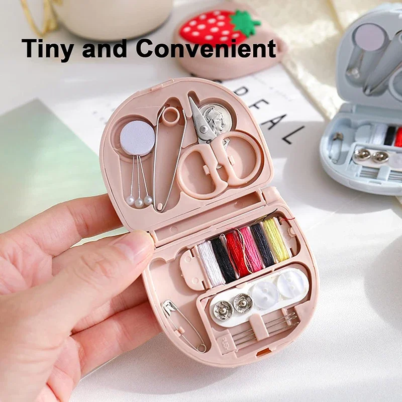 

1set Portable Travel Mini Sewing Kit Buttons Pins Storage Boxes Handmade Sewing Tools Scissor Thimble Needle Threads Box Set