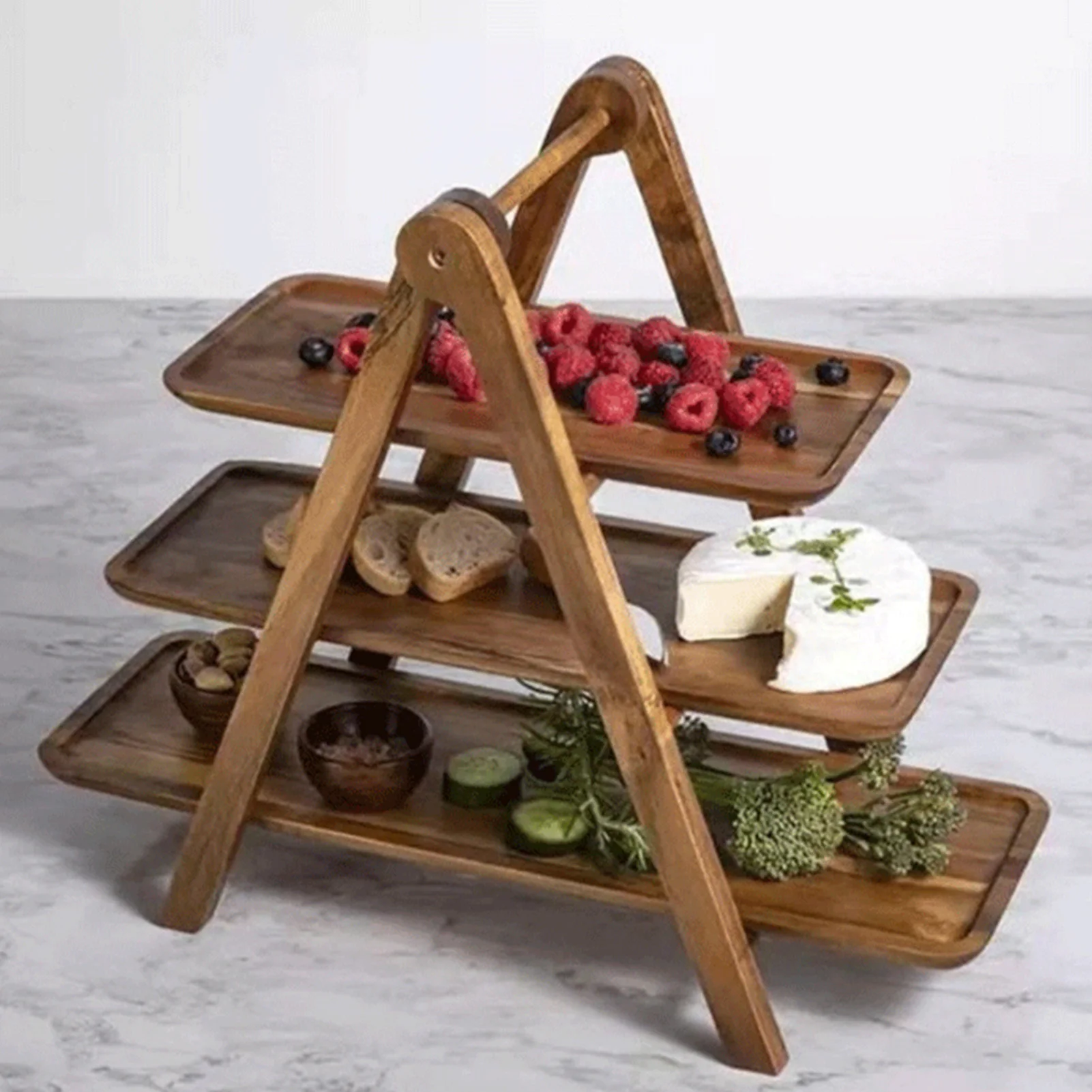 

3 Tiers Kitchen Storage Rack Vintage Wooden Organizer Holder For Fruit Vegetable Dishes Multifunctional Kitchen Storage Rack