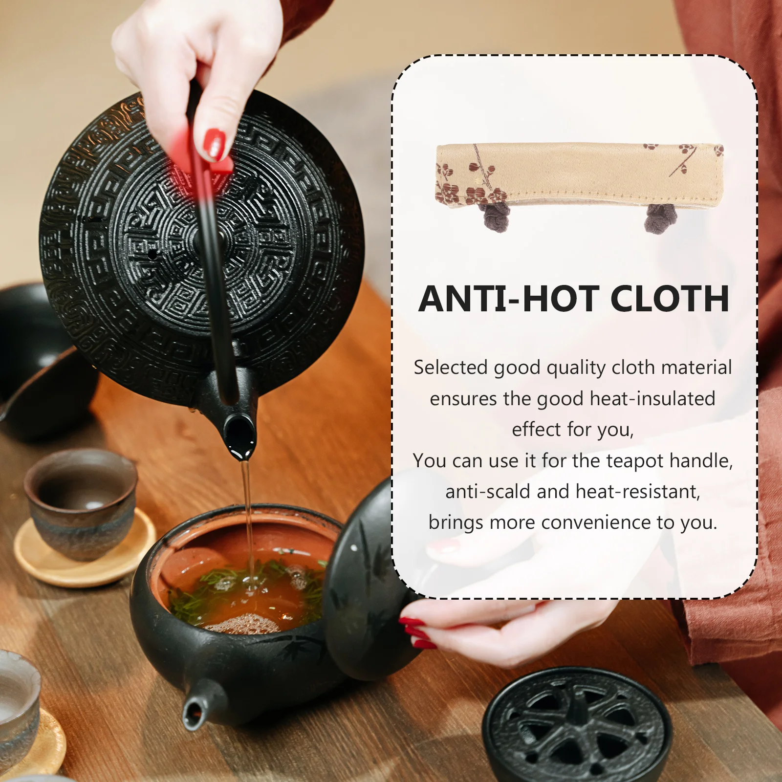 

Teapot Cover Anti-Scalding Cloth Sleeve Heat-Resistant Insulated Protection For Kettle Handle Tied Buckles Kitchen