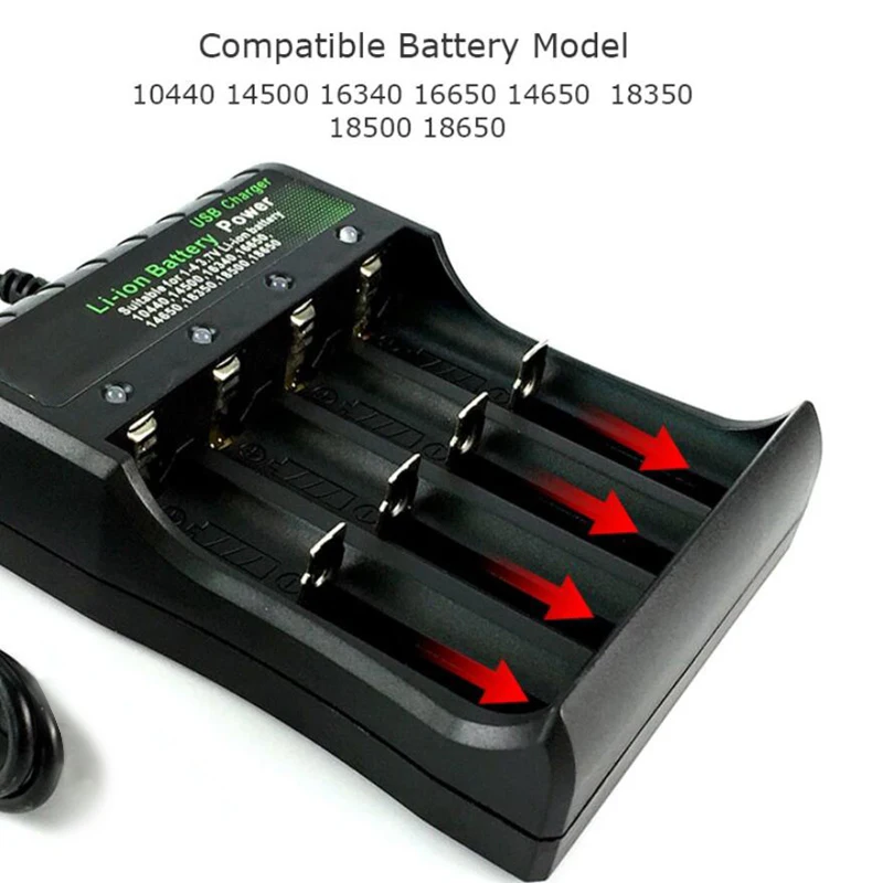 18650 Battery Charger Black  AC 110V 220V Dual For 18650 Charging 3.7V Rechargeable Lithium Battery Charger