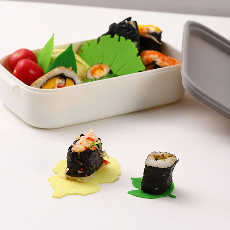 1 Set Silicone Leaf Bento Dish Cup Lunch Separator Sushi Rice Ball Mat Lunch Box Bento Box Reusable Kitchen Tools Accessories