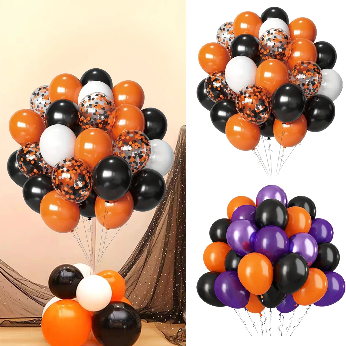 

51pcs Orange Black Latex Balloon Confetti Balloons Halloween Party Decor Birthday Wedding Halloween Festival Decoration Supplies