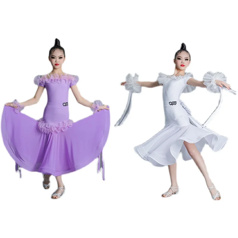 

Новый танцевальный костюм для взрослых и детей, танцевальный костюм для соревнований, высококачественная фиксированная юбка для женщин