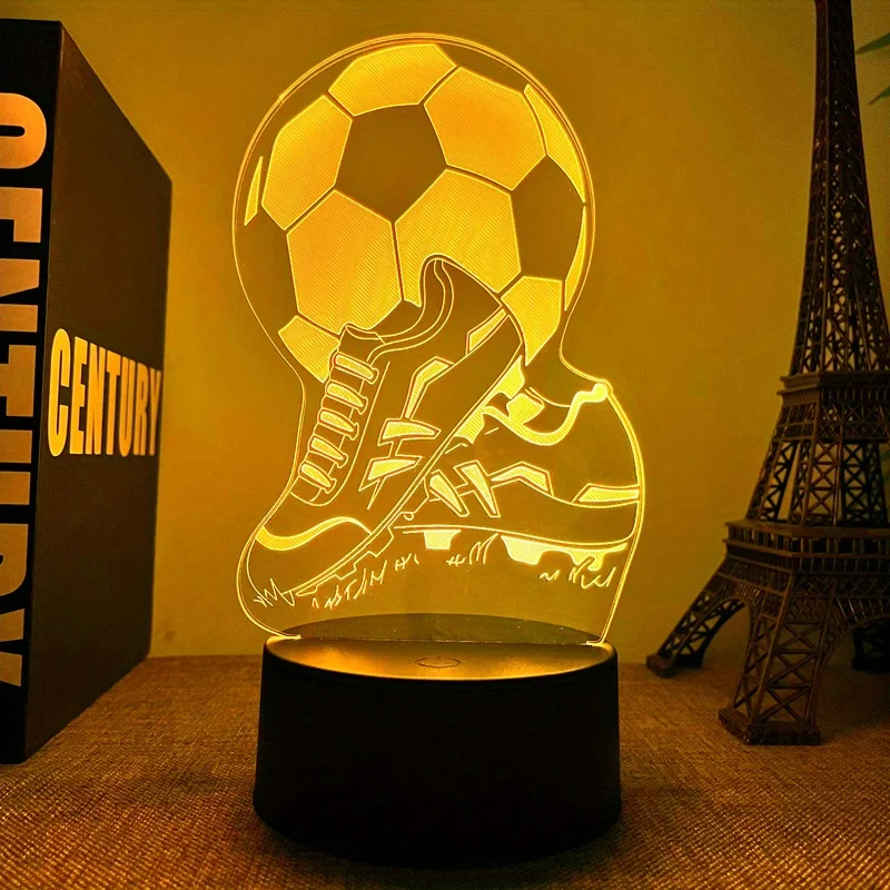 Soccer Shoes 3D Night Light, 3D Optical Illumination Light with Touch and Remote Control Color Changing Ambient Light Home Decor