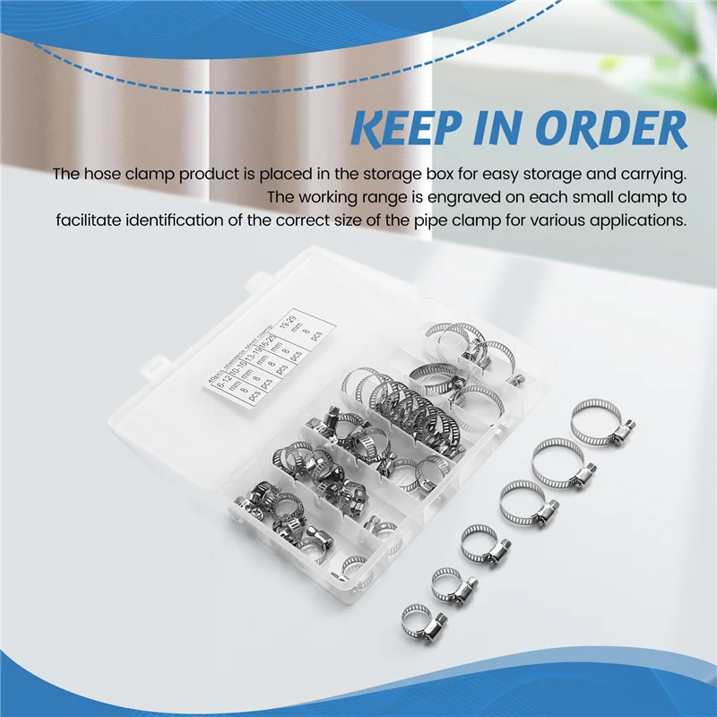 ALIM-40PCS ホースクランプセット 1/4 インチ – 1-1/8 インチ ステンレス鋼ウォームギアホースクランプ パイプ、インタークーラー、パイプ、燃料パイプ用