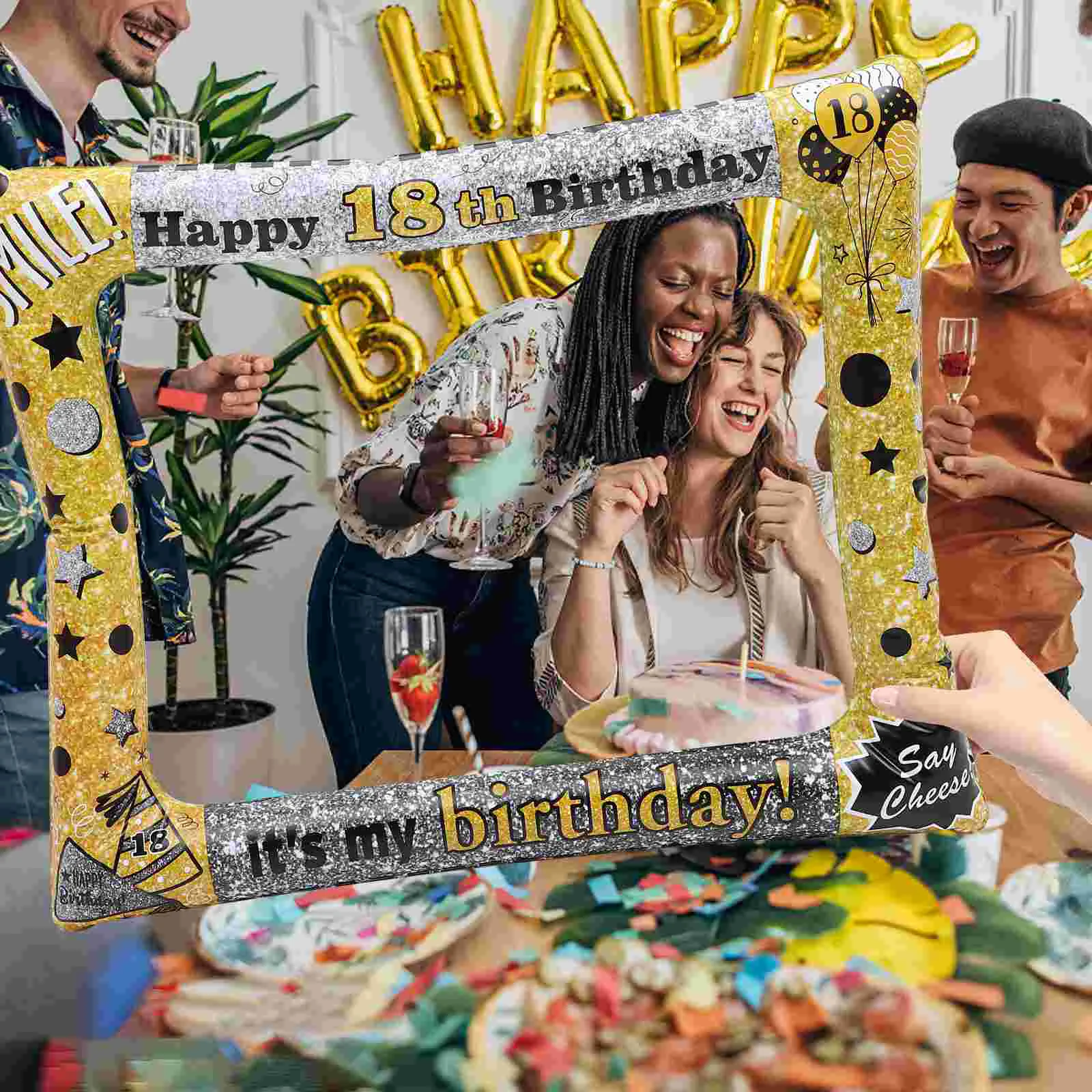 

Birthday Inflatable Photo Frame Party Booth Props Funny Picture Balloon Balloons Selfie