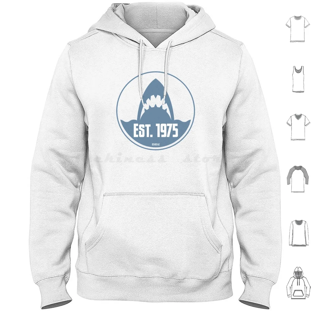 

Челюсти Фильм Эст. 1975 Дизайн зубов акулы Отличный подарок на день рождения Толстовки с длинными рукавами Челюсти Фильм Фильм Кино