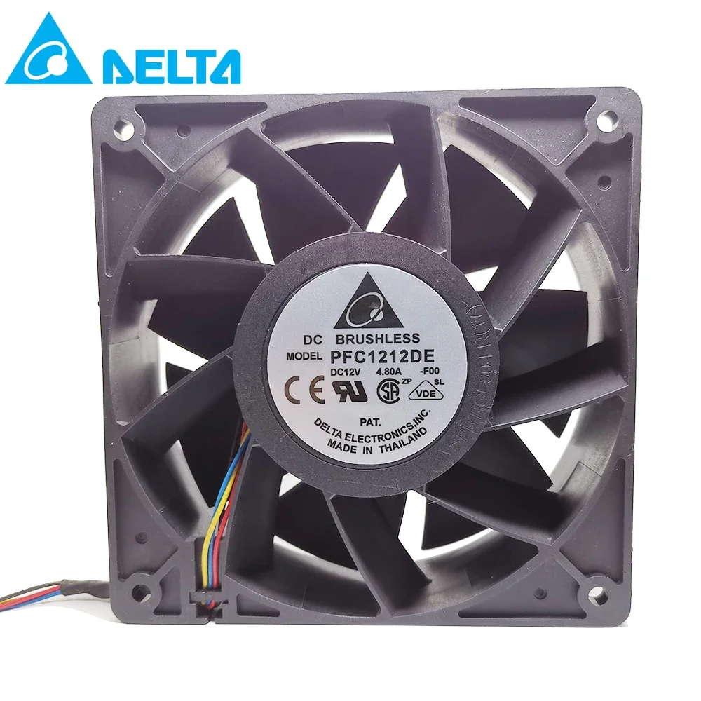 for delta PFC1212DE For Bitcoin GPU miner powerful cooling fan 120*120*38mm 12V PWM 4-pin 252.8 CFM 5500 RPM66.5 dB(A)