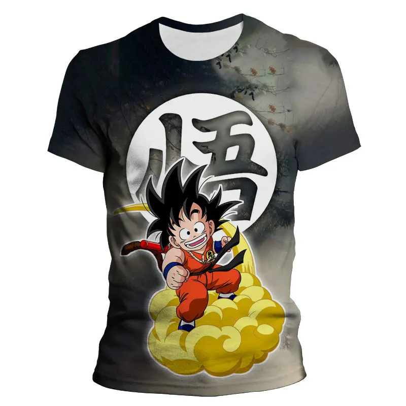 Camiseta de Dragon Ball para niños, camisa informal de manga corta con estampado 3D de Goku, Anime japonés de dibujos animados, gran tamaño, novedad