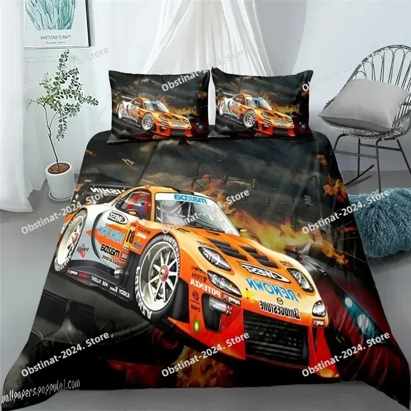 

2025 Top Fashion Car Racing 3d Bedding Set King Queen Double Full Twin Single Size Duvet Cover Pillow Case Bed Linen Set