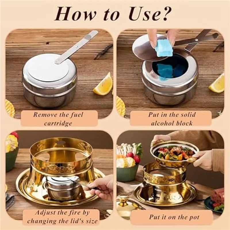 

A69e16pcs Chafing Fuel Holder,Stainless Steel Chafe Wick Fuel Holder With Cover,Heat Box Holder For Chafing Dish,Barbecue