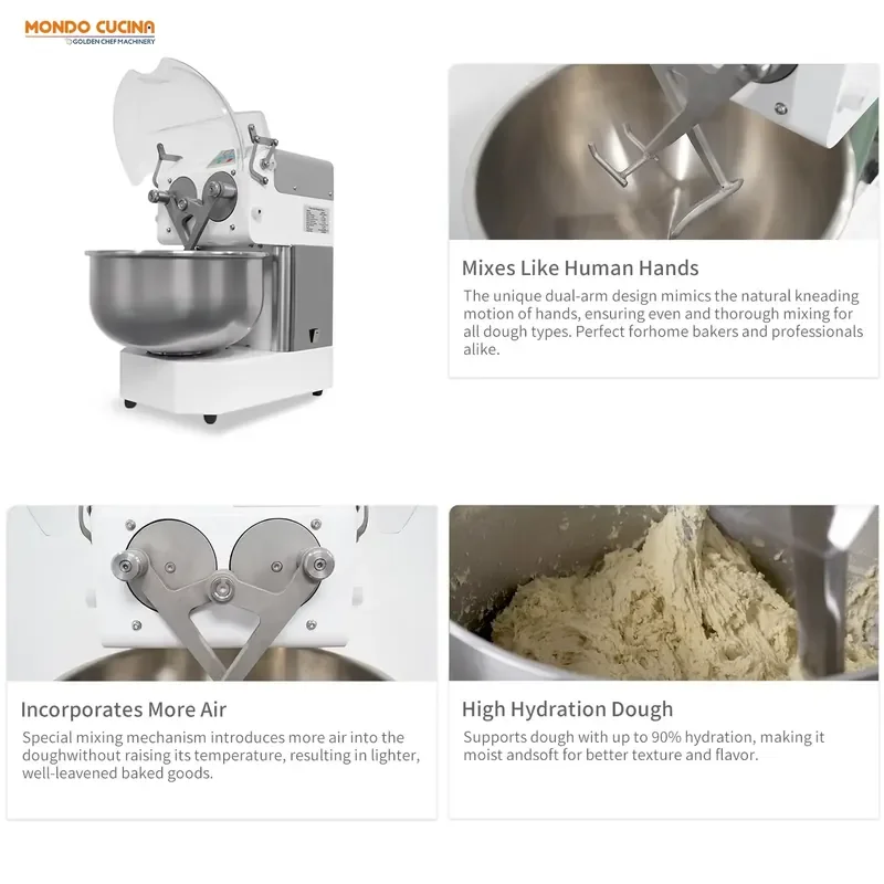 

YWM Certificate Bakery Equipment Twin Arm Dough Mixer Pizza Dough Bakery Flour Kneader Spiral Mixer Commercial Dough Mixer