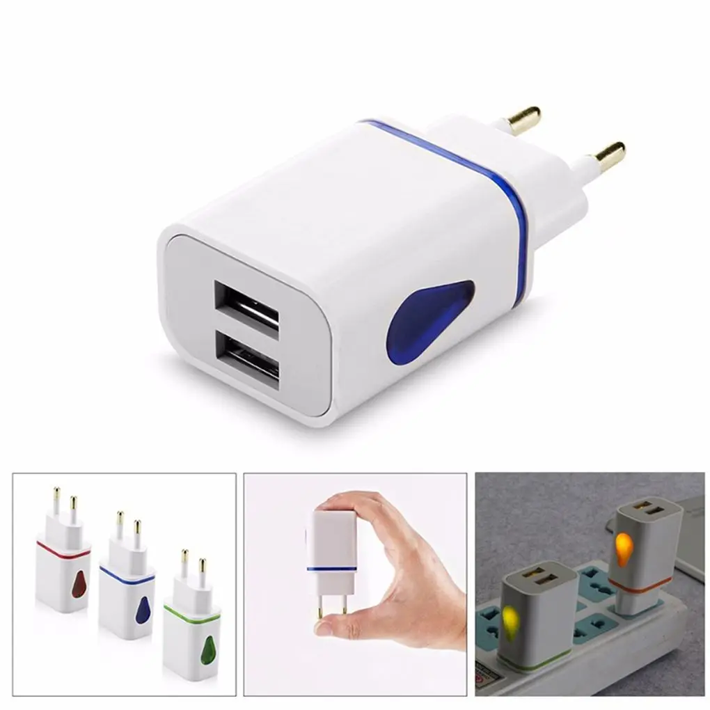US/EU Plug USB Charger Phone Universal 2.1A 5V LED 2 USB Charger Fast Wall Charging Adapter For iPhone For Samsung For HTC