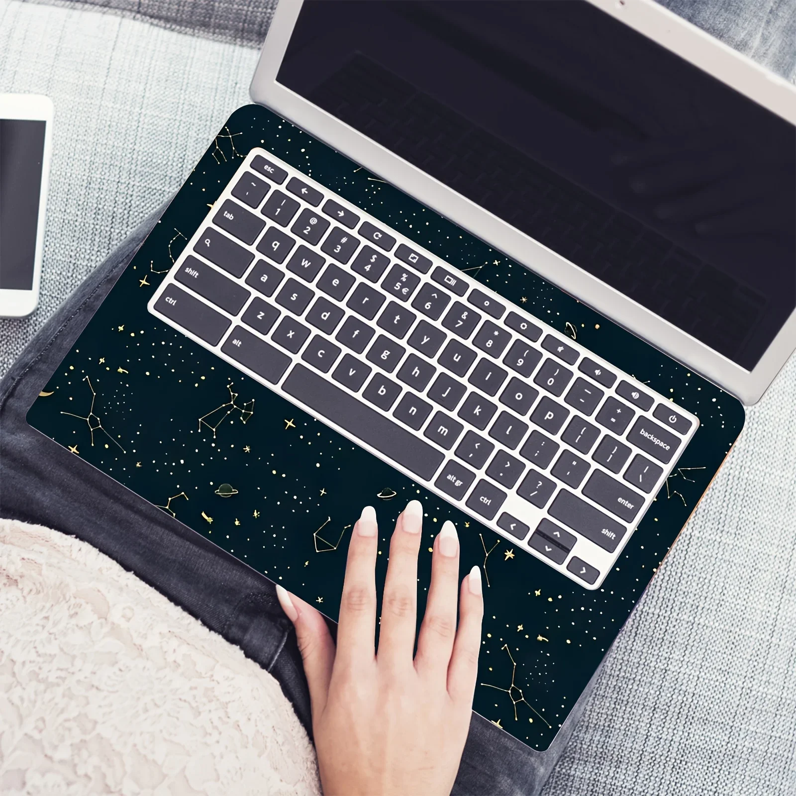 2-Pack Starry Sky Laptop Stickers, Vinyl, Scratch Resistant, Simple Art Style, Suitable for 12- to 15-inch Laptops