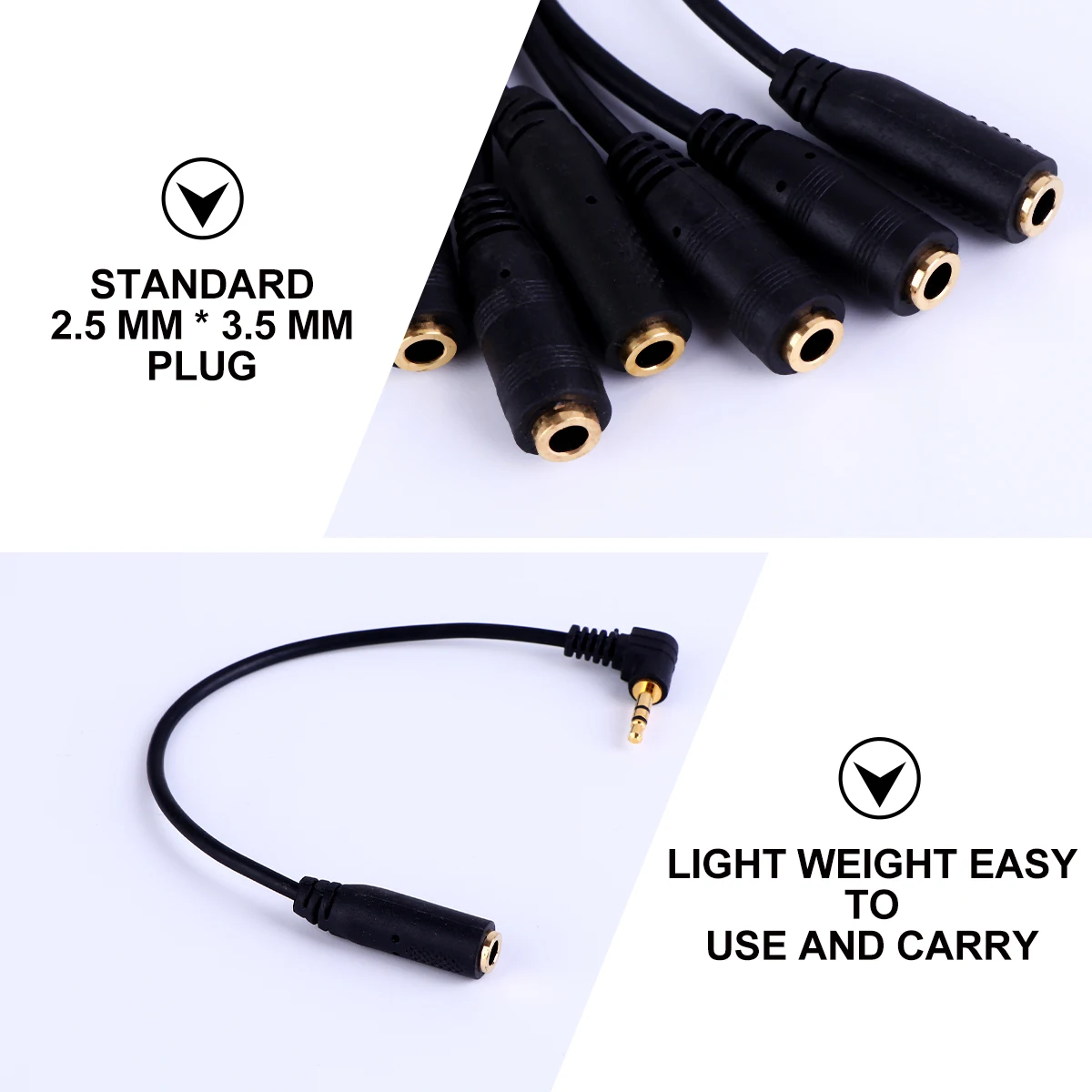 

6 PCS Audio Adapter Cable 2.5mm to 3.5mm Male Female Extension Earphone Headphone Adaptor