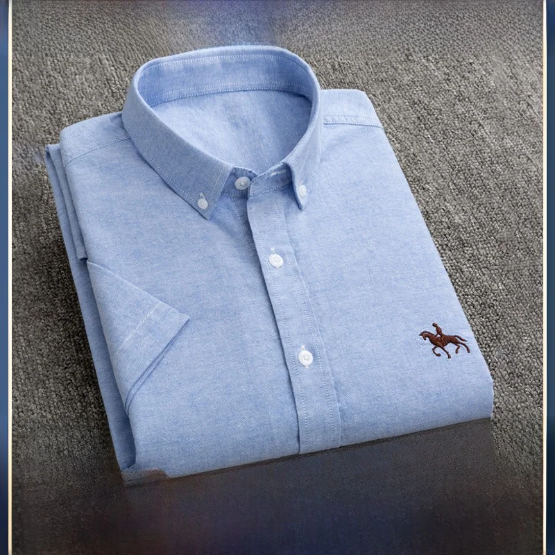 

Men's Cotton Formal Dr irts Casual Sle ort Sve Embroidered Floral Pattern Slim Fit 5XL 6XL Sizes Chinese Brand