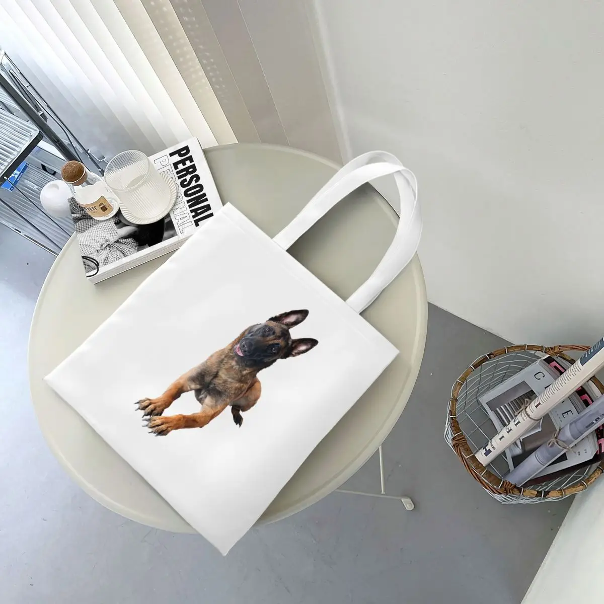 Belgian Shepherd Dog Malinois Shopping Bags Canvas The Tote Bag Reusable for Ladies Shoulder Tote Travel Handbag