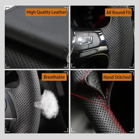 Car Steering Wheel Cover For Mercedes Benz W203 C-Class 2001-2007 Anti Slip Artificial Leather Car Accessories Steering Wrap 10 best sales w203 interior accessories - №1