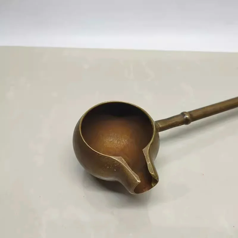 Antique copper hand carved long bamboo section copper spoon home ornament retro decoration modern exquisite handicraft