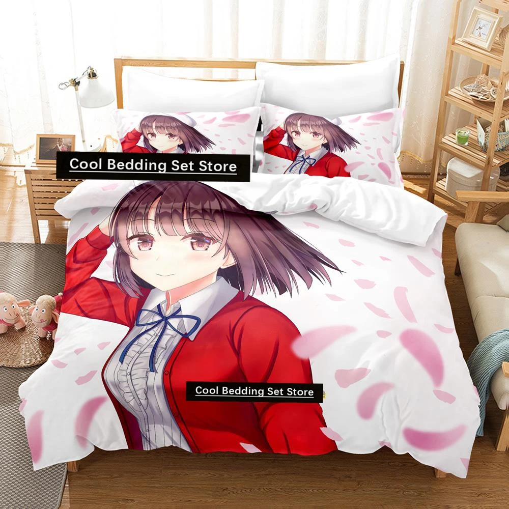 

New Katou Megumi Bedding Set Single Twin Full Queen King Size Bed Set Adult Kid Bedroom Duvetcover Sets colcha individual niña